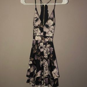 Black and Purple Flowered Dress